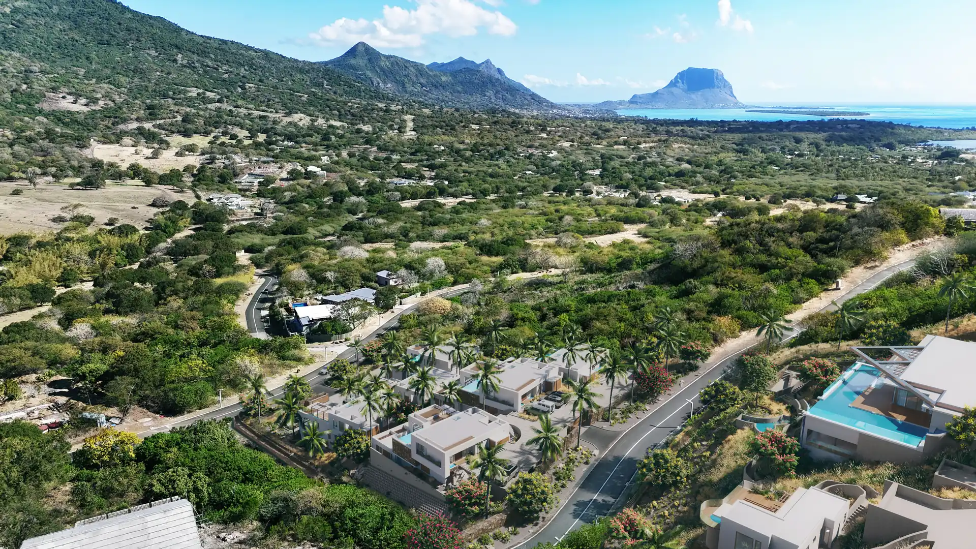 27° West Domaine de Palmyre vue aérienne projet villas de luxe île Maurice