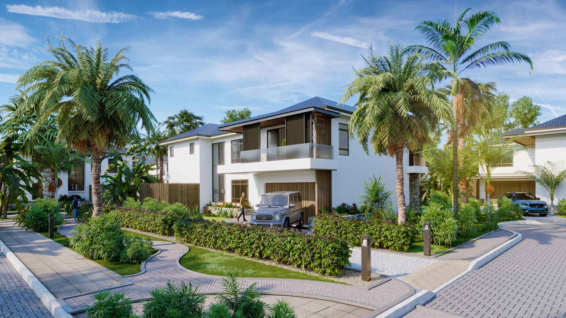 Exterior view of the luxury villa in the PDS AMARI BAY development in Tamarin, Mauritius by Westimmo Luxury Real Estate Mauritius