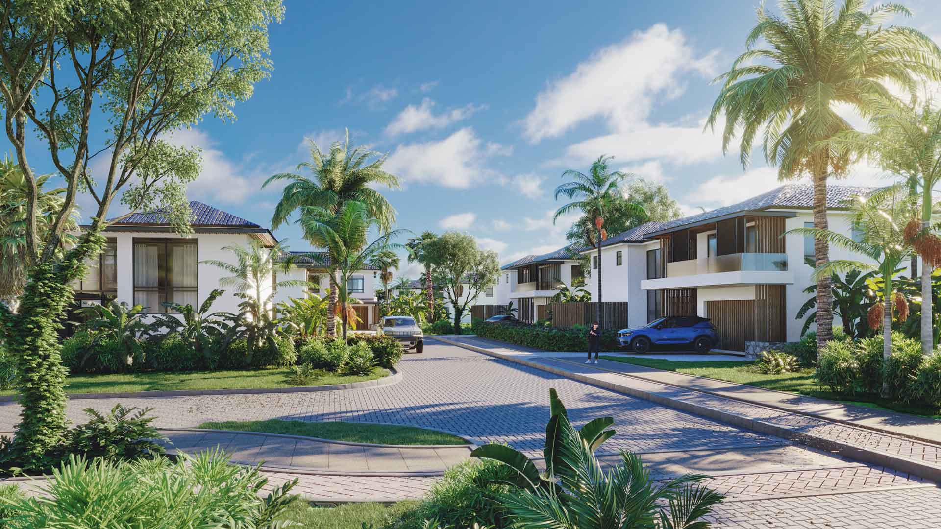 Exterior view of the luxury villa in the PDS AMARI BAY development in Tamarin, Mauritius by Westimmo Luxury Real Estate Mauritius