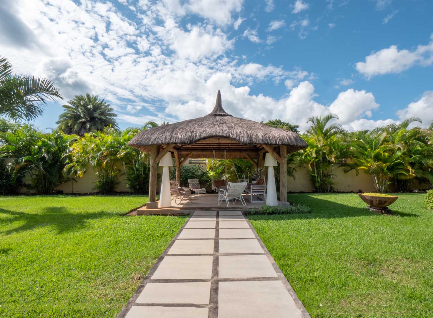 Terrasse vue golf Tamarina Golf Estate villa ile Maurice