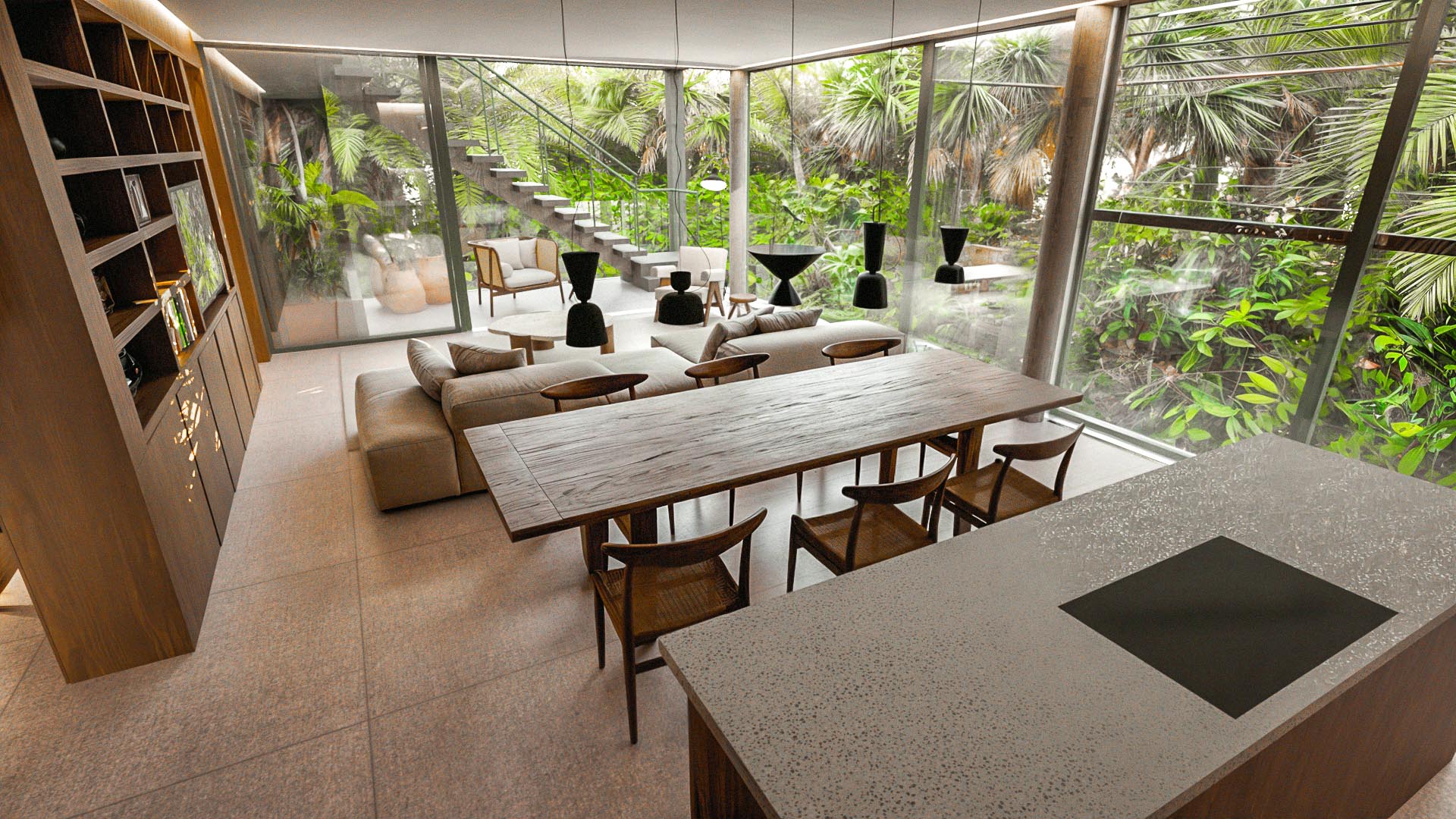 Salon Avec Baies Vitrées – Crystal Cove By Westimmo Salon lumineux à Crystal Cove by Westimmo, vue sur le jardin tropical