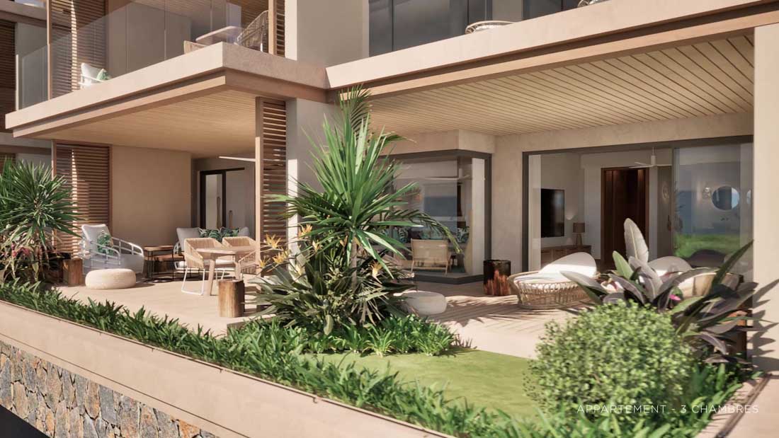 Séjour appartement Sunset Bay Tamarin vue lagon île Maurice