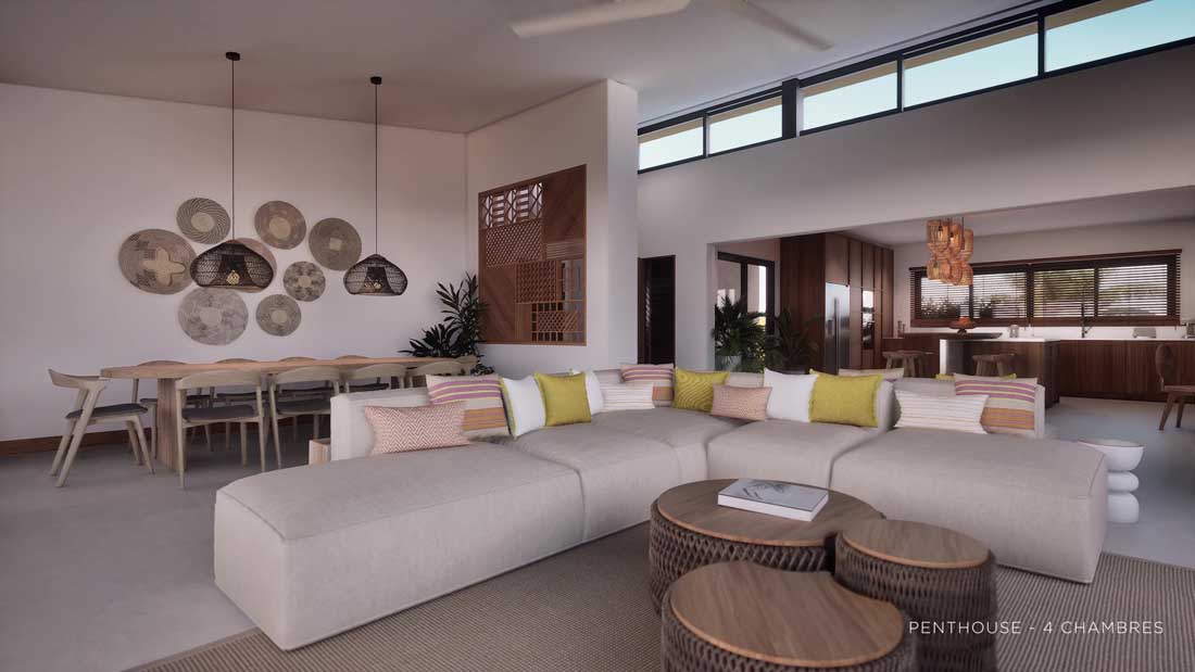 Suite parentale penthouse Sunset Bay Tamarin vue océan