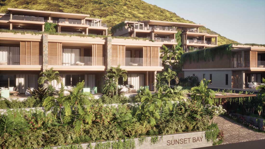 Façade résidence Sunset Bay Tamarin architecture bioclimatique