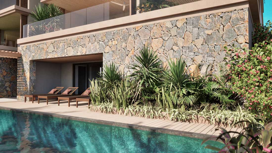 Sunset Bay Tamarin entrée résidence extérieur