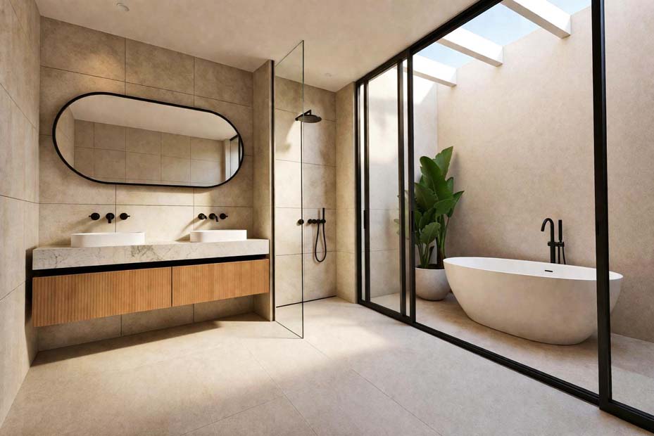 Salle de bains design contemporain Tree Valley Rivière Noire île Maurice