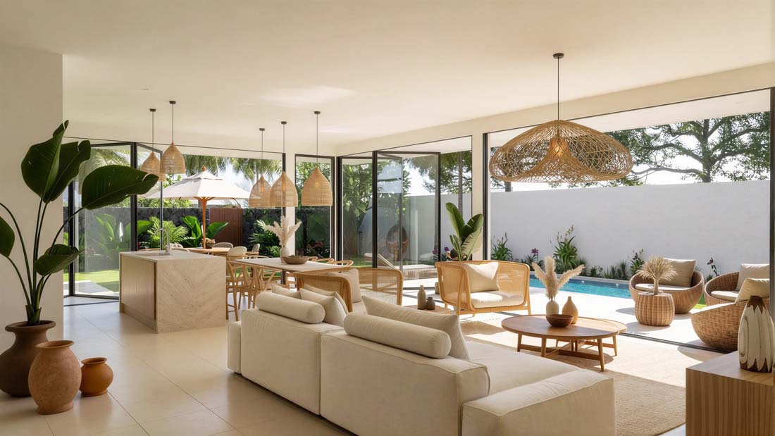 Pièce de vie lumineuse Tree Valley Rivière Noire île Maurice