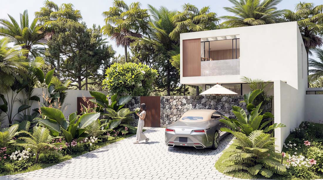 Stationnement privatif résidence Tree Valley île Maurice