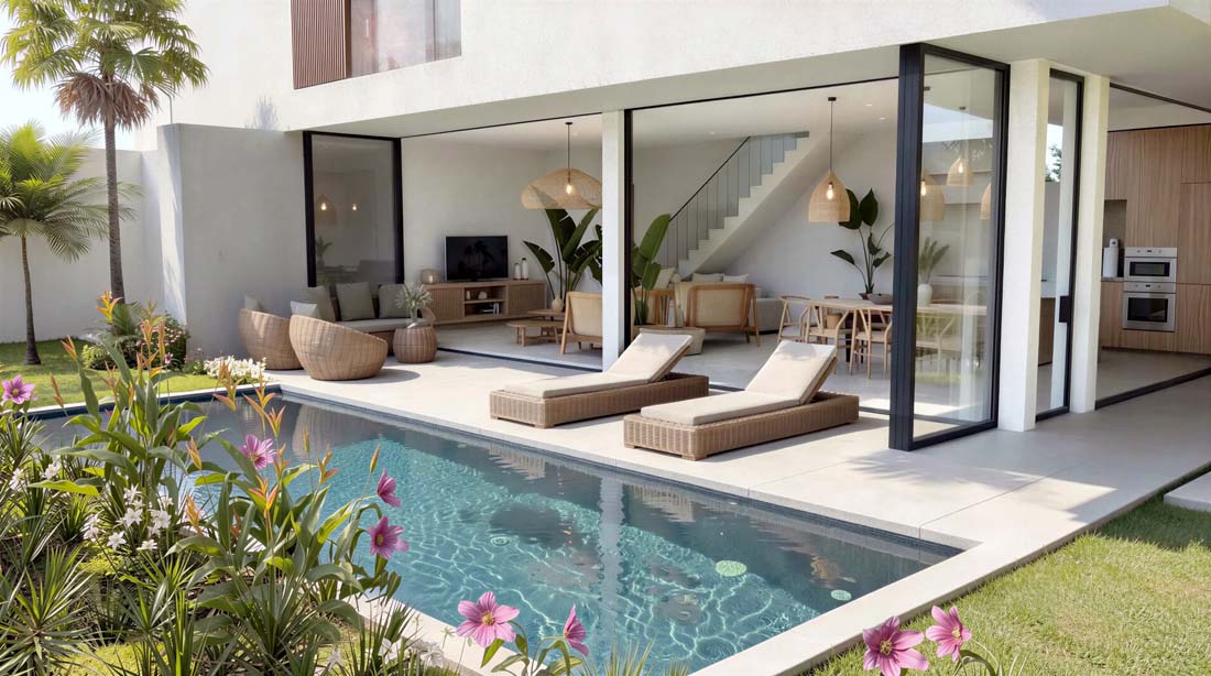 Piscine privative et jardin tropical Tree Valley île Maurice