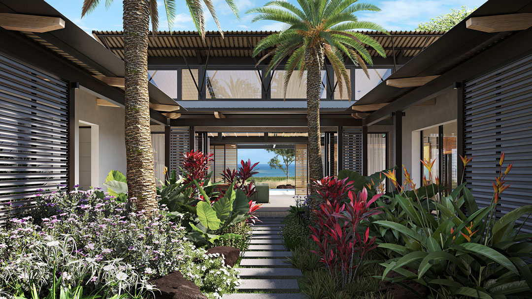 Exterior view of the luxurious Villa W at Harmonie Golf Villas, Black River, Mauritius, offered by Westimmo Luxury Real Estate