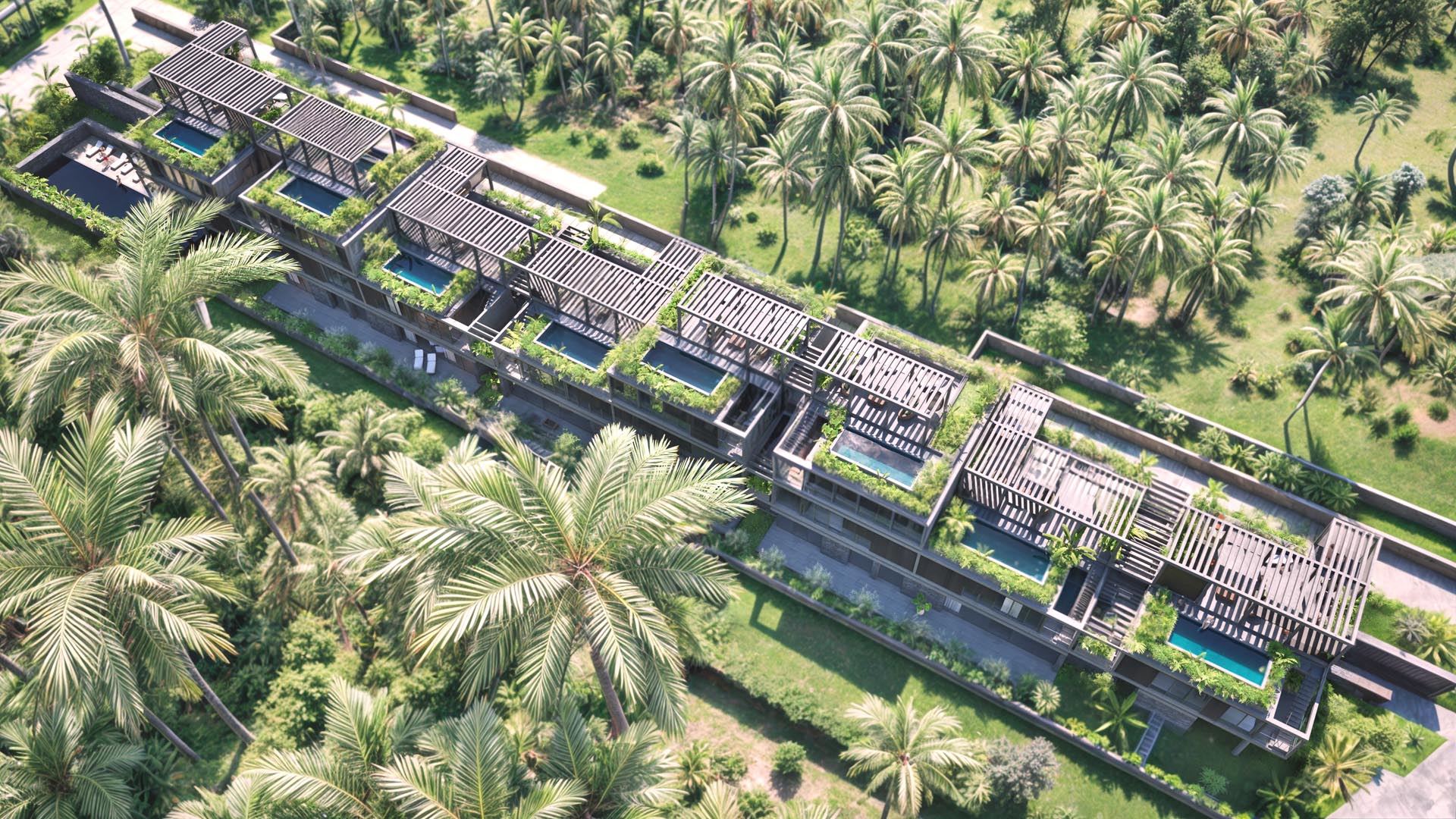 Vue Aérienne – Crystal Cove By Westimmo Résidence Crystal Cove à Roches Noires vue du ciel, rooftop avec piscine privée