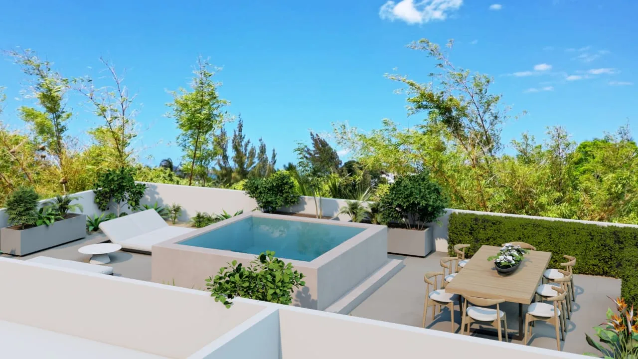 Penthouse terrace with private plunge pool in Pereybère, Mauritius