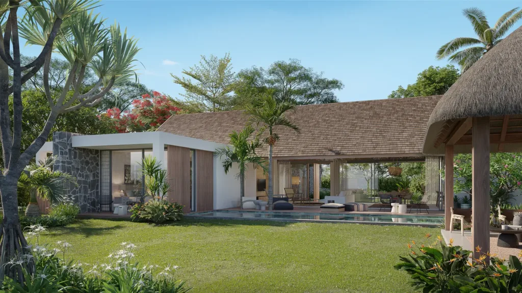 Villa Demera modèle 2 et son pavillon en chaume, Anahita Beau Champ, île Maurice