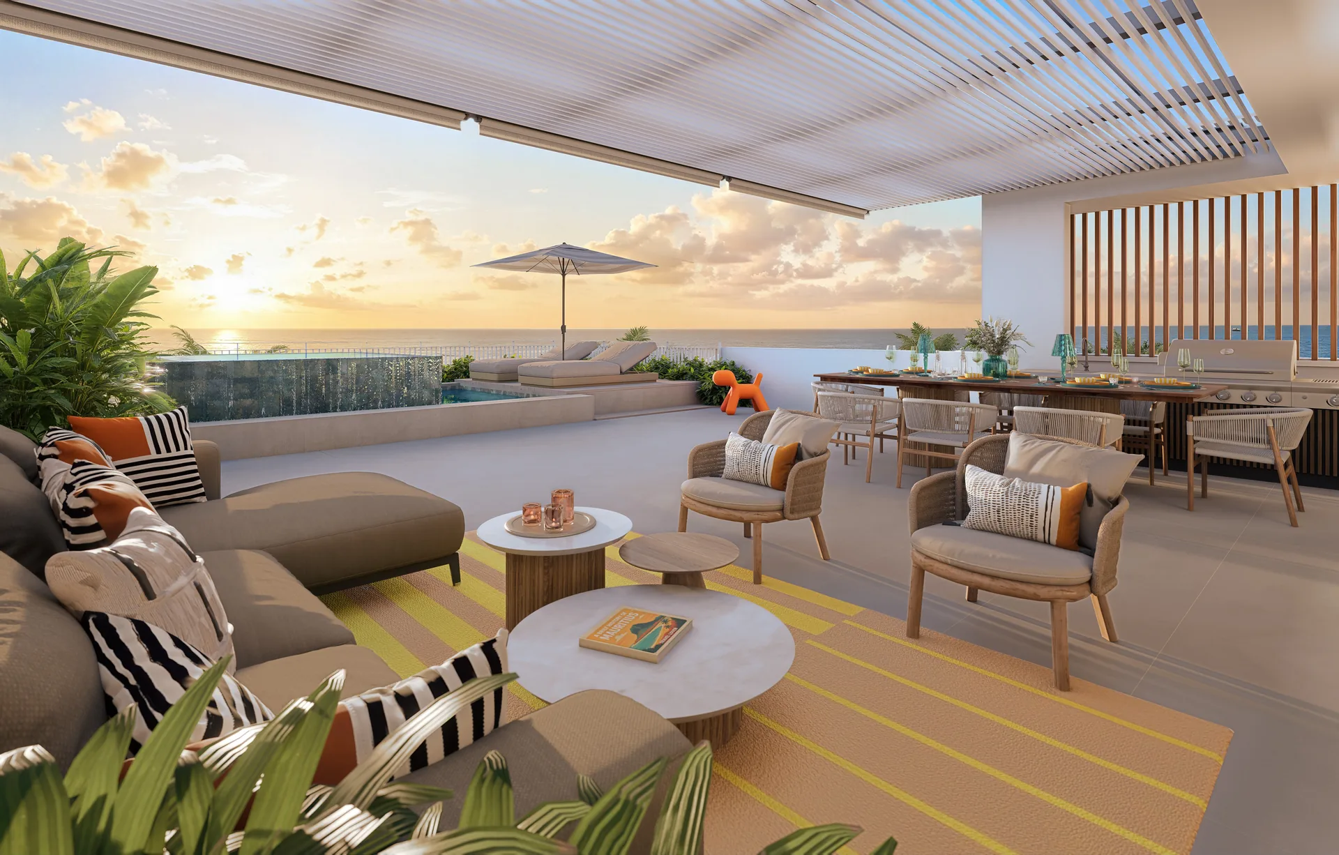 Rooftop et piscine privative du penthouse duplex Anaya 6, Tamarin, île Maurice