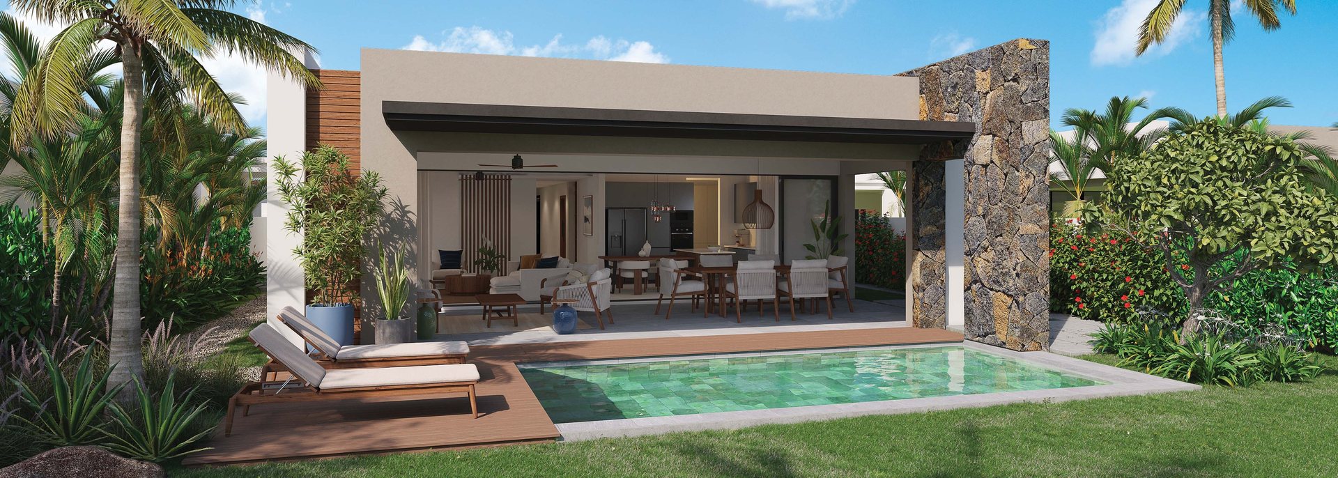 Villa de plain-pied Auralis à Azuri avec piscine et terrasse, île Maurice