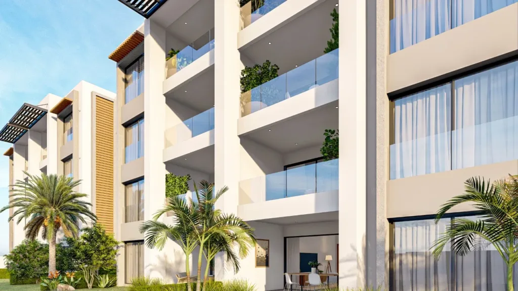 Balcons des étages et toiture de la résidence Coastal View 3, Grand Baie, île Maurice (illustration)