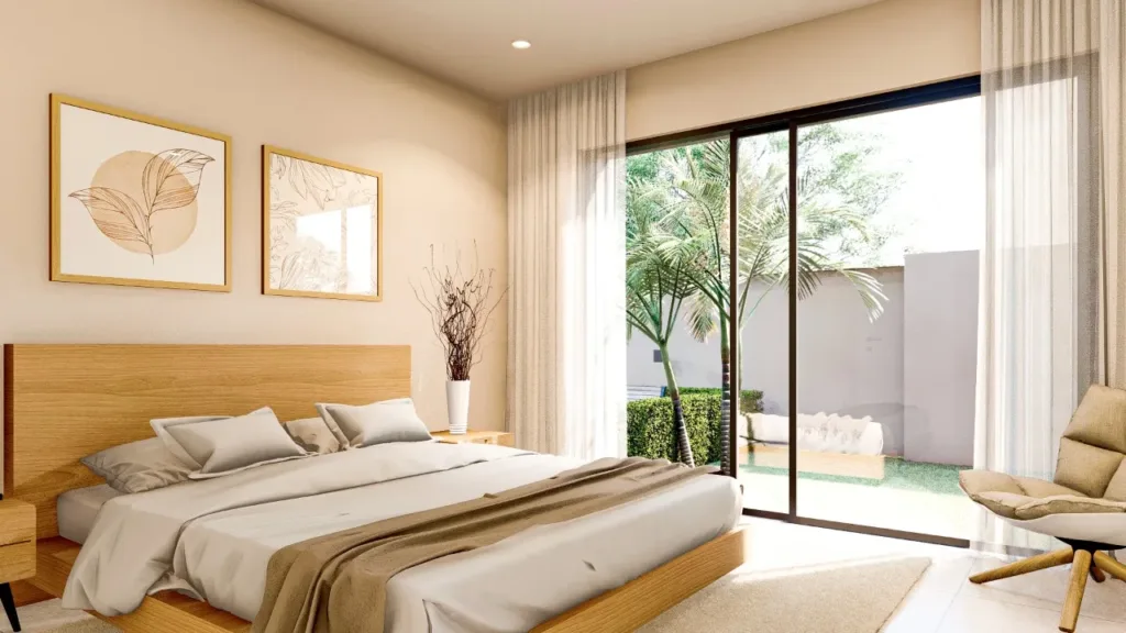 Chambre d’un appartement, Coastal View 3, Grand Baie, île Maurice (illustration)