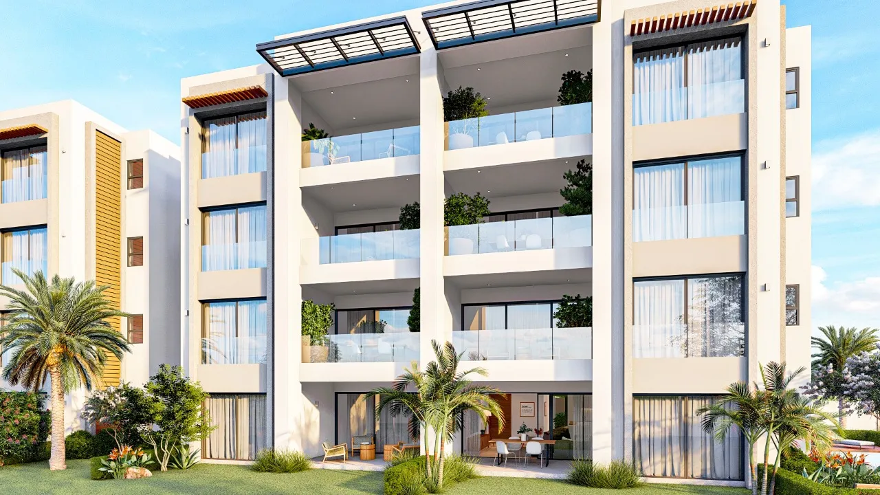 Façade de la résidence Coastal View 3, appartements neufs à Grand Baie, île Maurice (illustration)