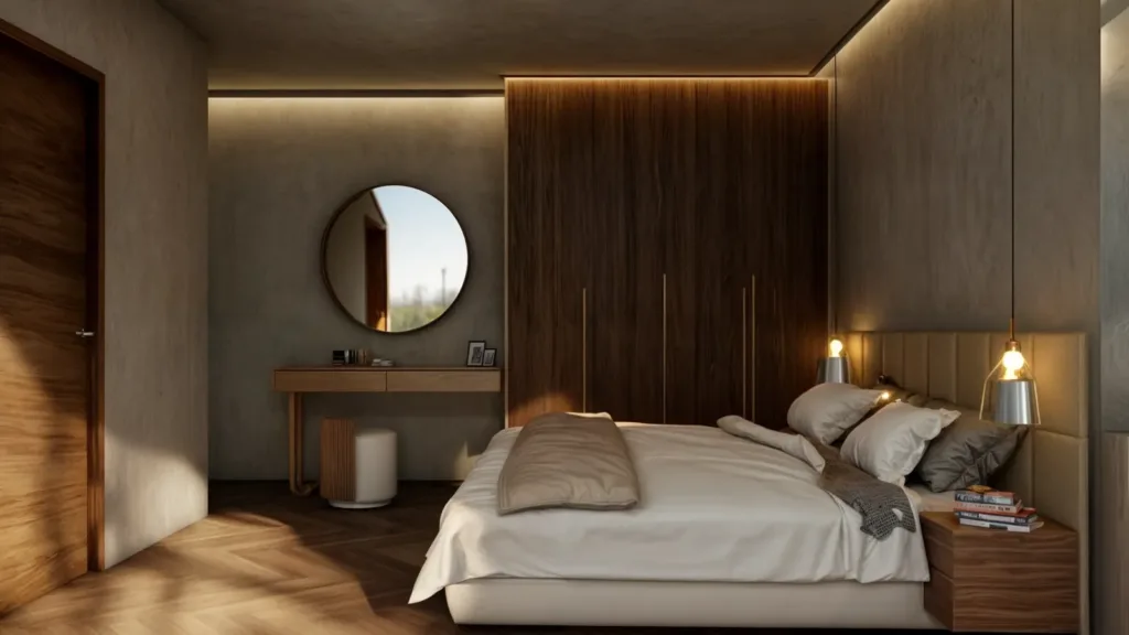 Chambre d’un appartement de la résidence Emara, Péreybère, île Maurice (illustration)