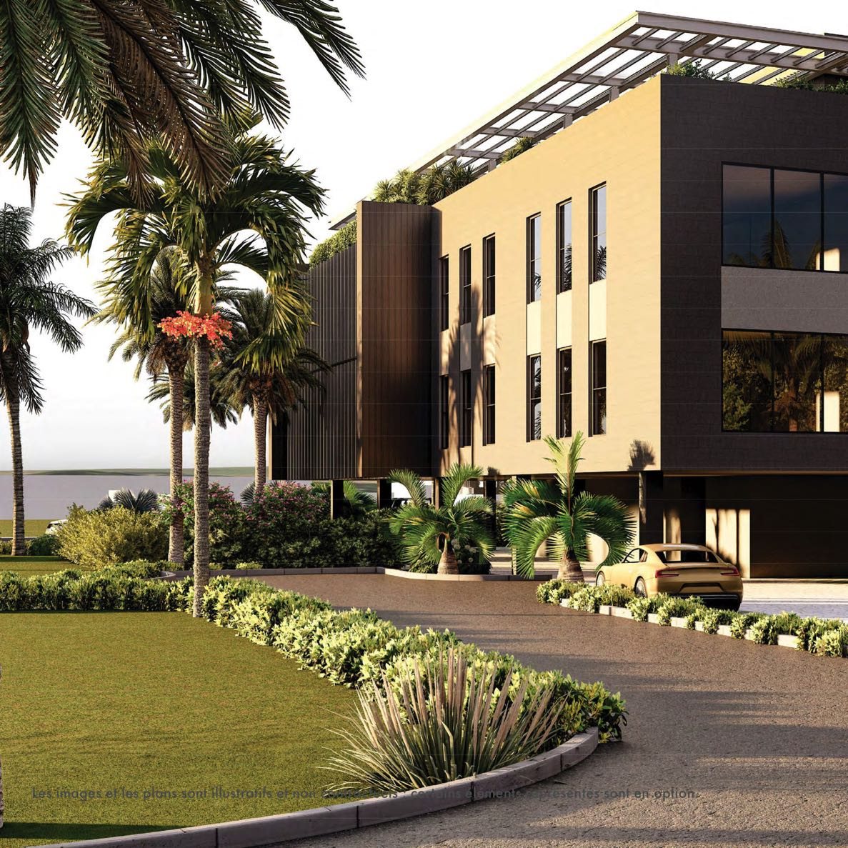 Entrée de l’immeuble de bureaux H57 à Cap Tamarin, Tamarin île Maurice