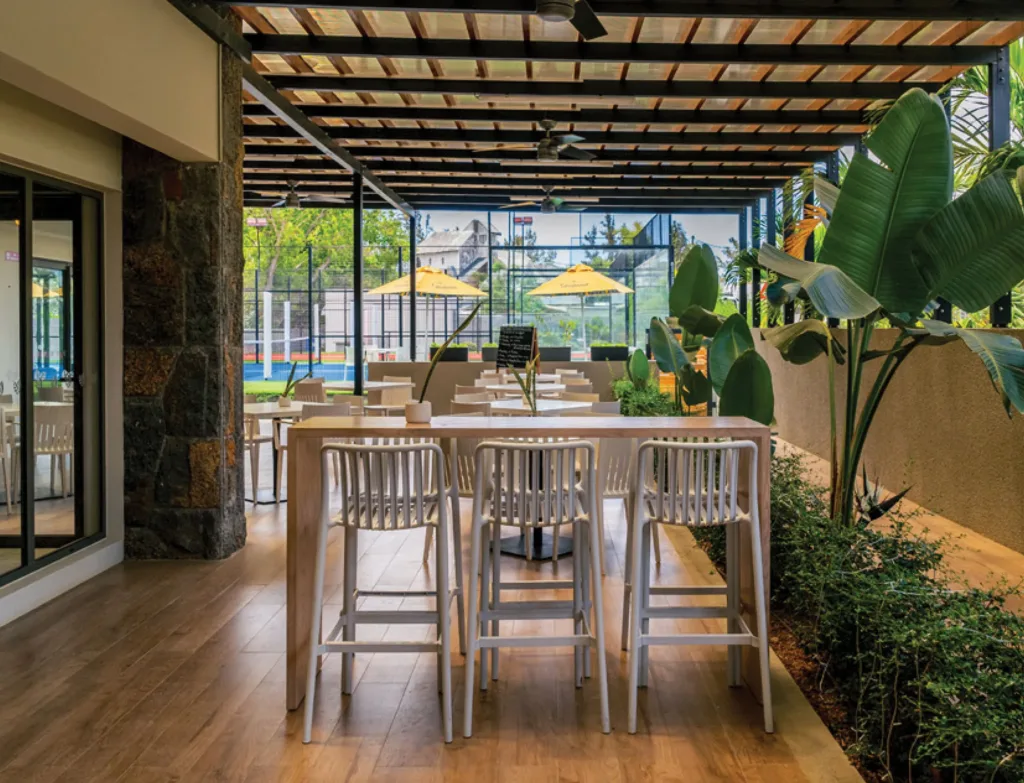 Covered terrace of the La Pointe clubhouse, Pointe aux Canonniers, Mauritius