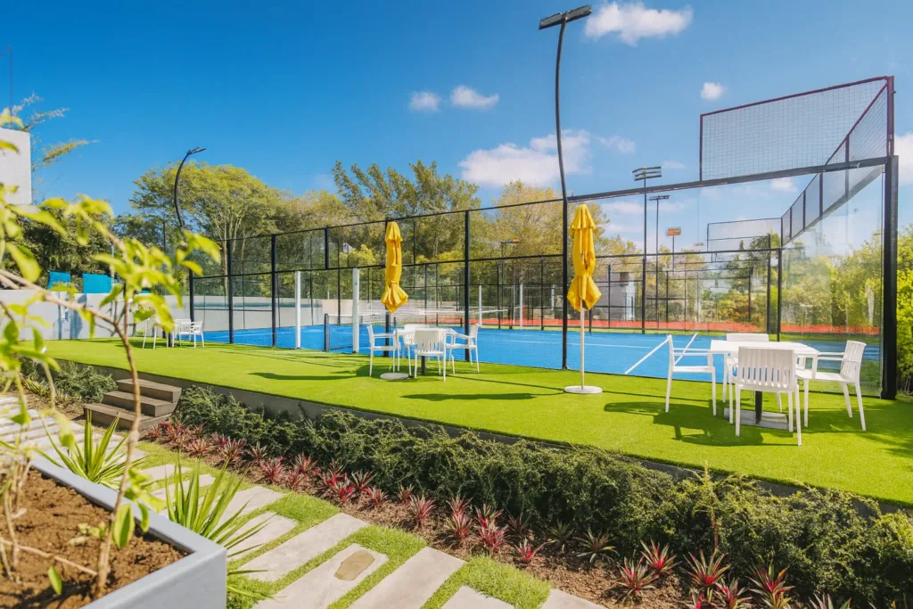 Padel court of the La Pointe clubhouse, Pointe aux Canonniers, Mauritius