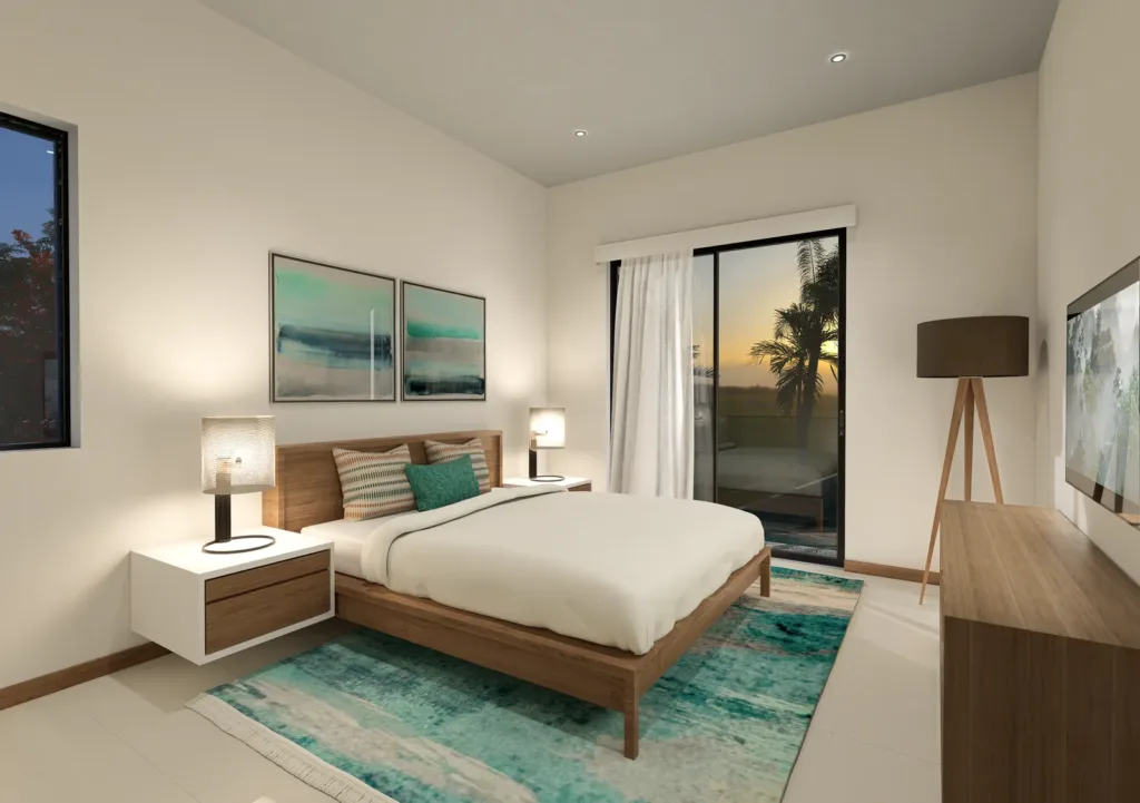 Chambre d’un appartement de la résidence Le Loft, Beau Bassin, île Maurice (illustration)