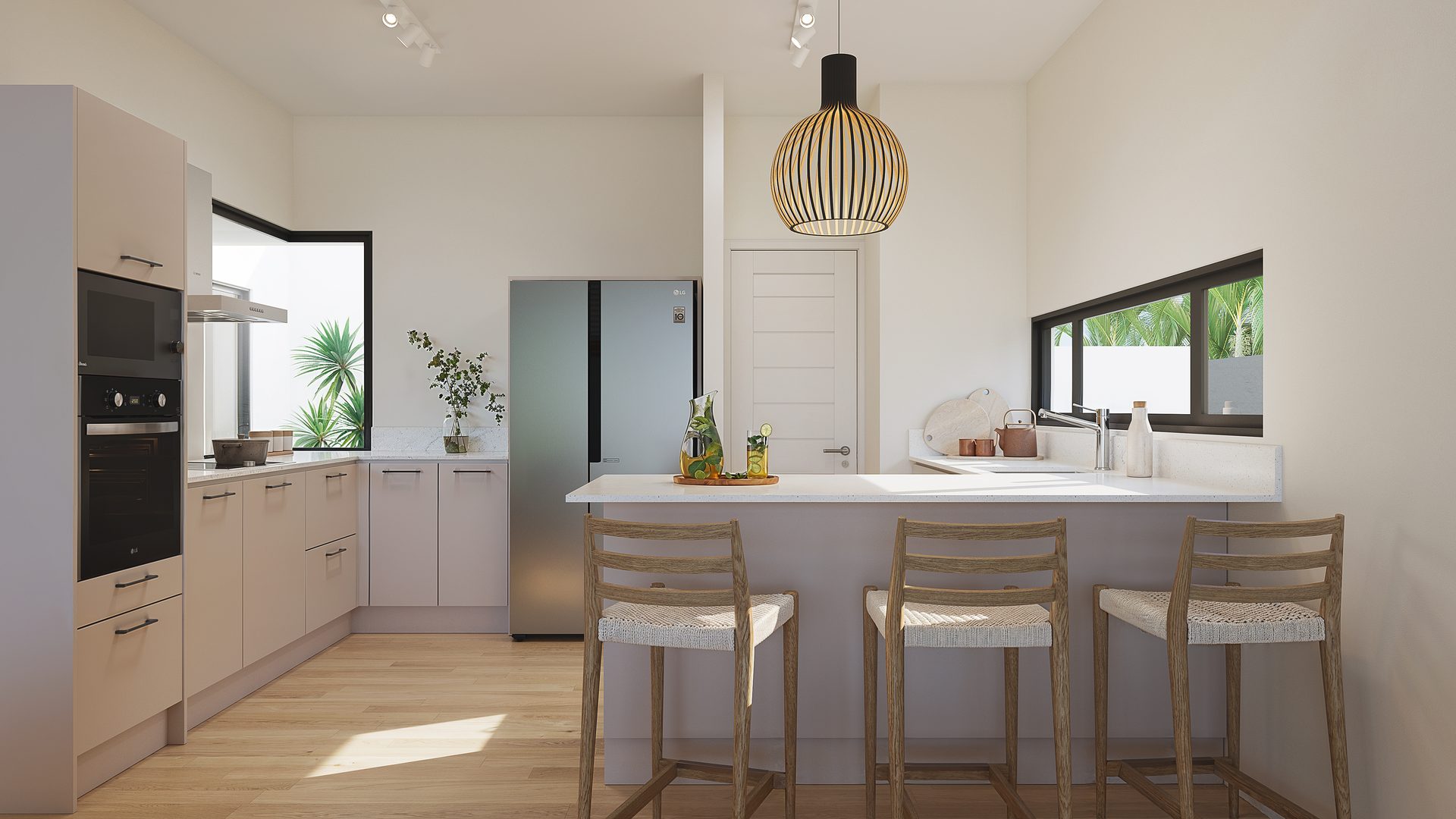 Cuisine équipée d’une villa des Hauts Champs 2 à Azuri, île Maurice