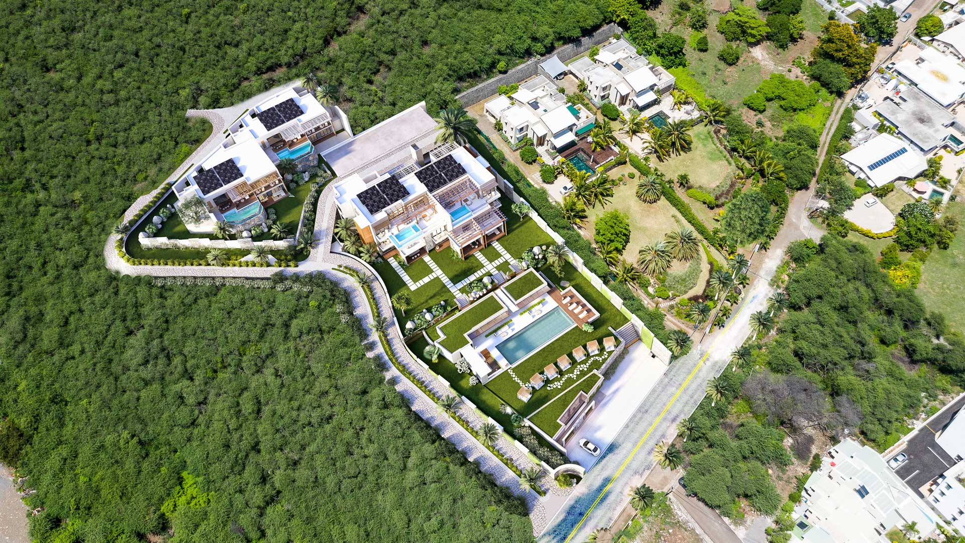 Aerial view of the luxury PDS AMARI BAY project in Tamarin, Mauritius by Westimmo Luxury Real Estate Mauritius