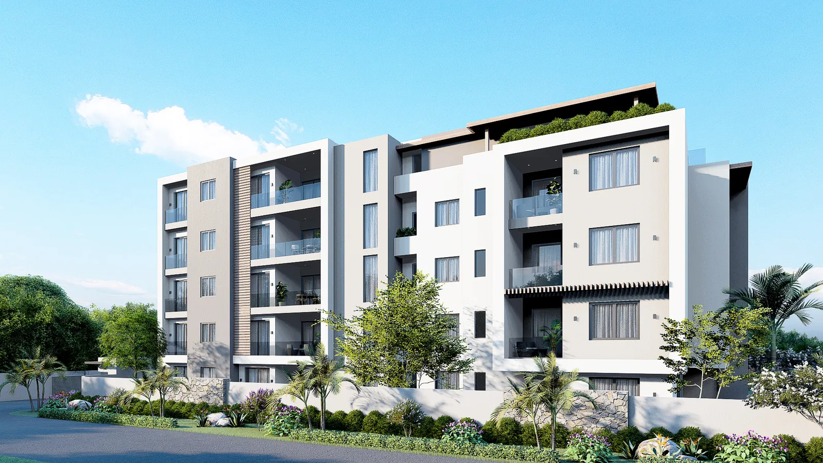 Façade de la résidence Vantage, appartements neufs à Beau Bassin, île Maurice (illustration)