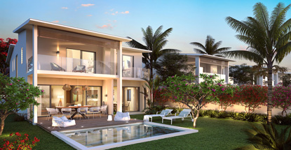 Panoramic view of Villas Aloès in Cap Tamarin, elegant and modern residences set in an exceptional living environment, offered by Westimmo Luxury Real Estate