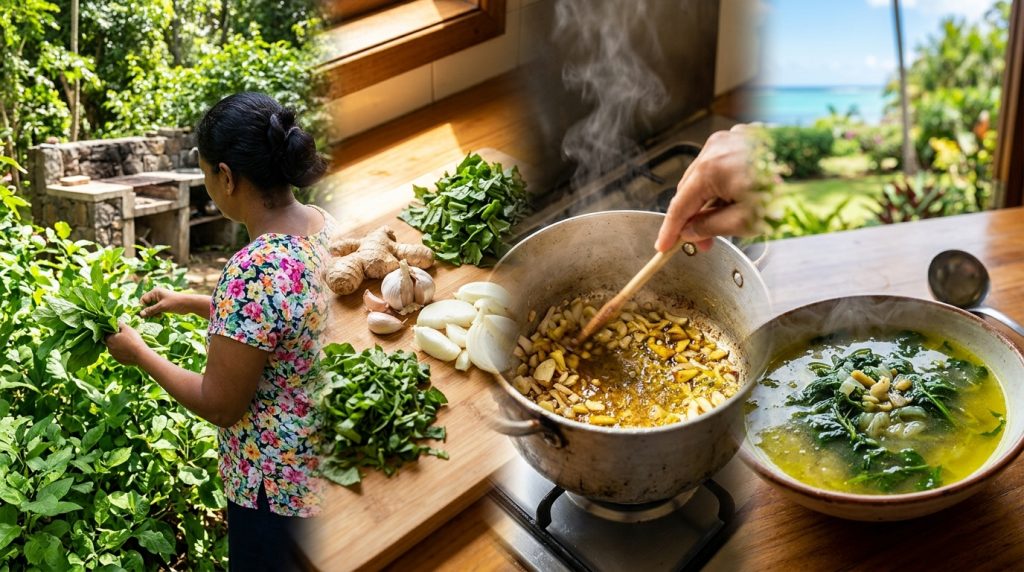 Bouillon brèdes : la recette du bouillon de feuilles du repas mauricien