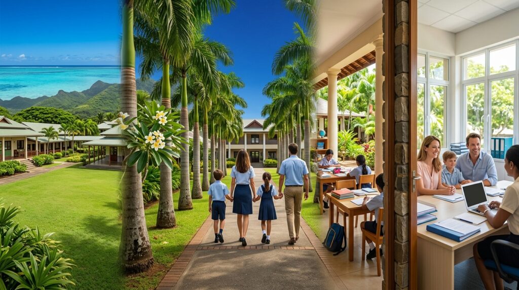 École à l’île Maurice : famille en route vers l’école, campus et rendez-vous d’inscription
