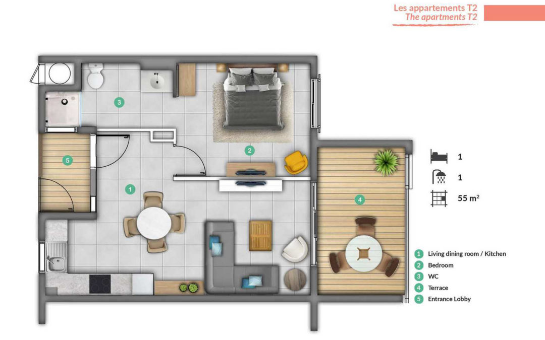 TAMARIN — Senior Residence apartment T2