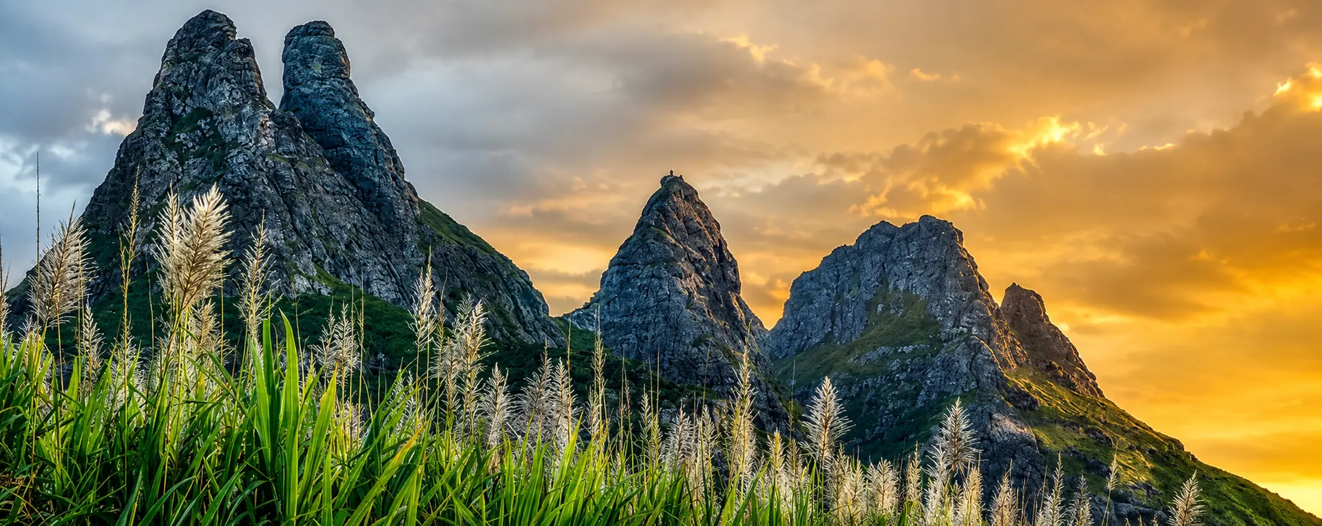 Trois Mamelles mountain at sunset, Mauritius